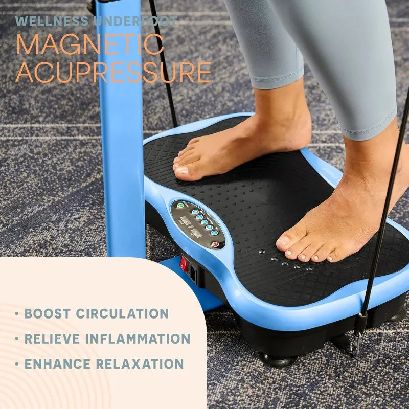 Vibration Plate, Adjustable Handlebar, Resistance Bands, Bluetooth, Lymphatic Drainage, Relieve Pain, Help Sleep, Fat Burning & Weight Loss