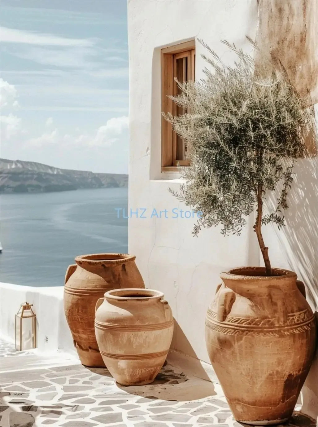 Modern Greece Summer Coast Santorini Travel Landscape Posters And Prints, Canvas Printing, Wall Art