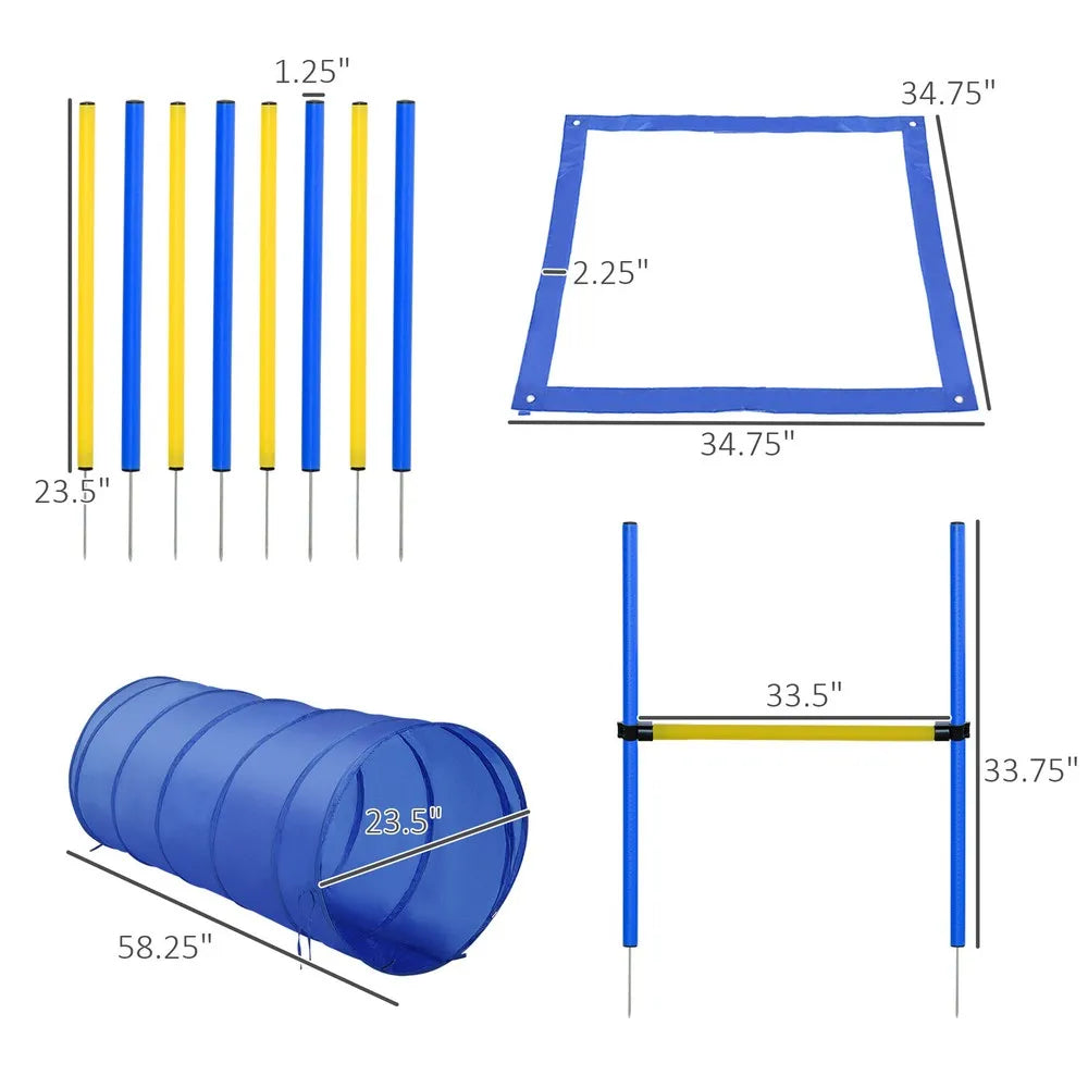 Dog Agility Training Kit, Obstacle Course, Tunnel, Toy Balls, Storage Bag