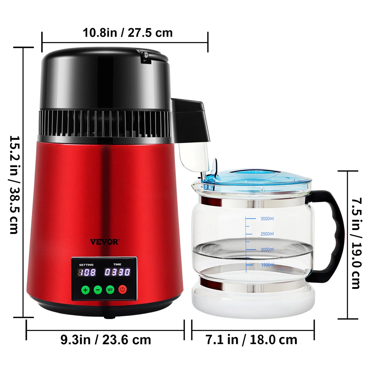 4L Water Distiller Purifier Filter, Drinking Bottle Softener, Touch Screen, Home Appliance