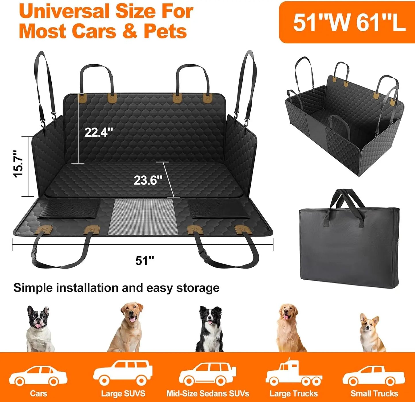 Pet Travel Accessories, Waterproof, Backseat Protector, Foldable