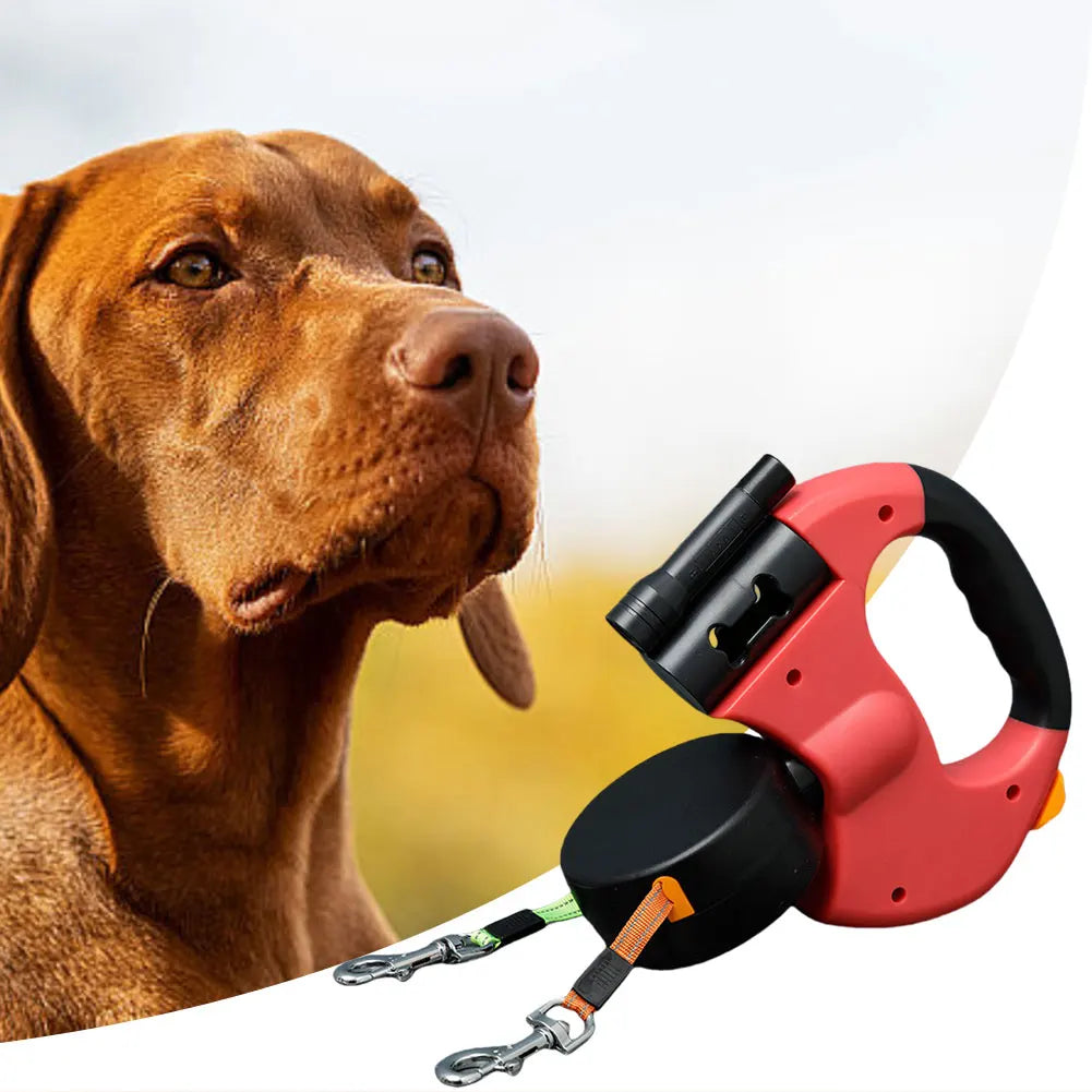 Double Headed Dog Leash Traction Rope, 360 Degree Swivel, Retractable for Small/Medium Dogs