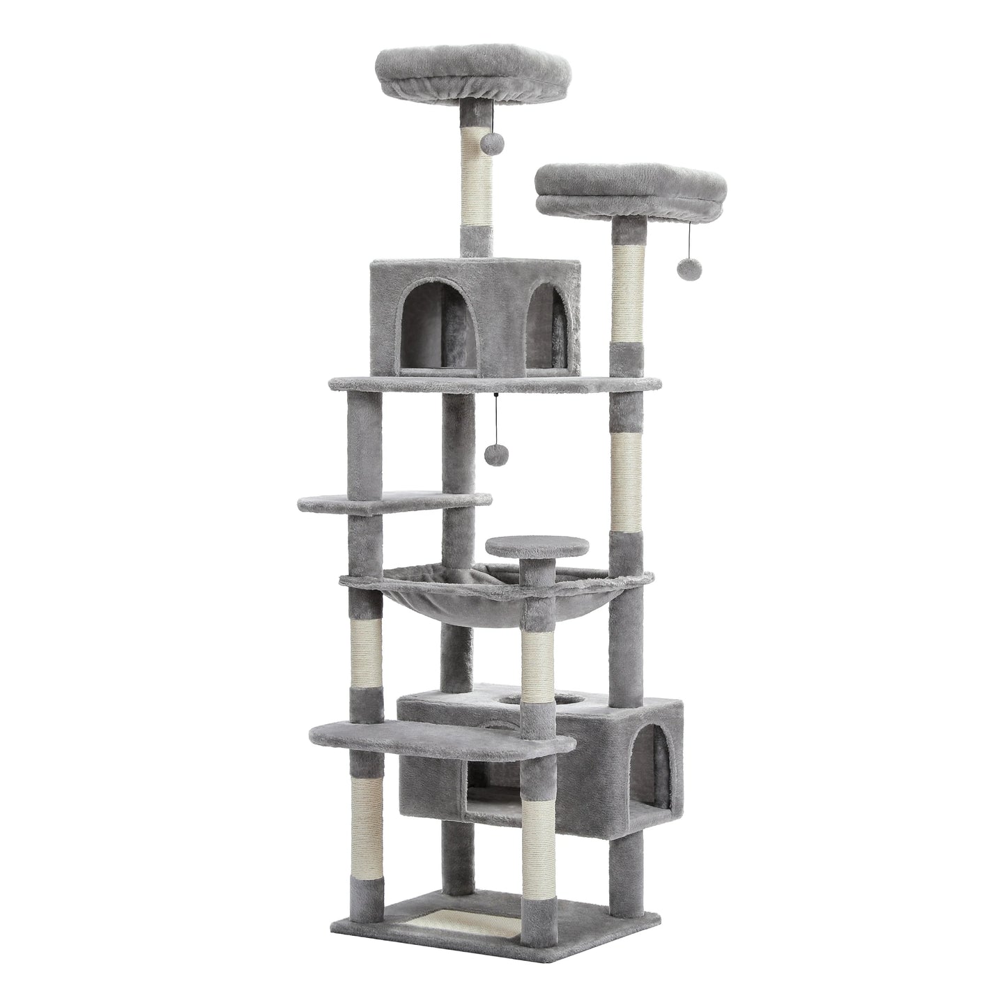 Tall Cat Tower for Indoor Cats, Multi-Level Plush Condo with Scratching Posts, Perches, Caves