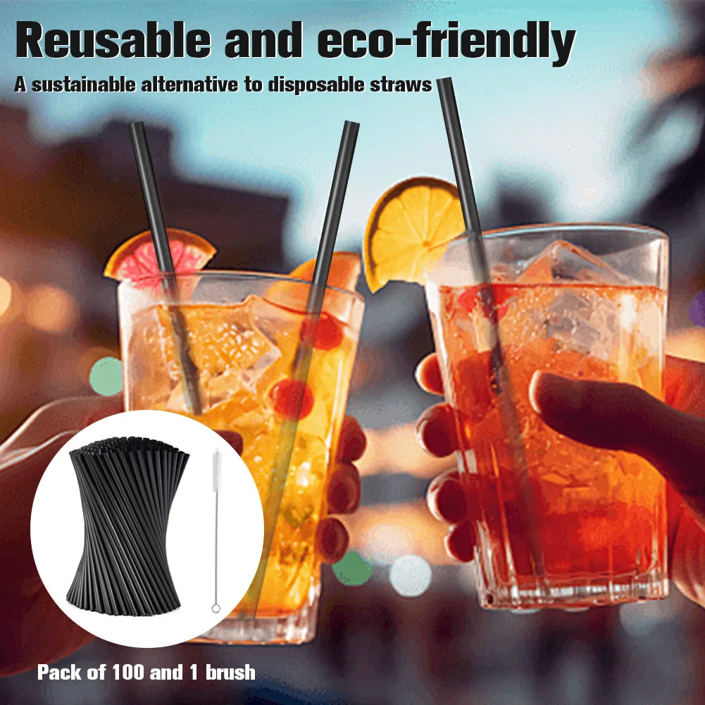 100Pcs, Cocktail Straw, Brush, Reusable