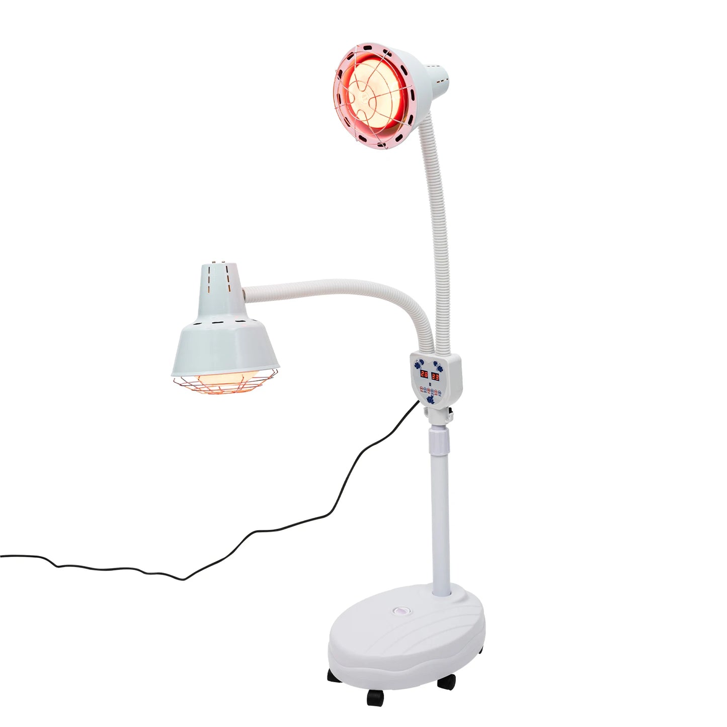 Double head Electric Infrared Therapy Lamp, 360°, Adjustable, Temperature Heat Lamp, 6 Universal Wheels