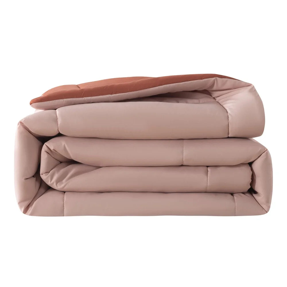 5-Piece Twin XL Reversible Bed in a Bag Comforter Set, Sheets, Soft Pink Red Canyon