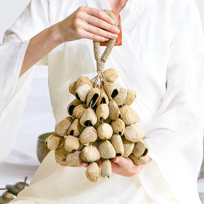 Straw Rope Hand Bell, Meditation/Yoga, Healing, Natural Fruit Shells, Wind Chimes