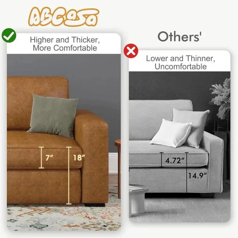 Oversized Faxu Leather Upholstered Sofa Deep Seats