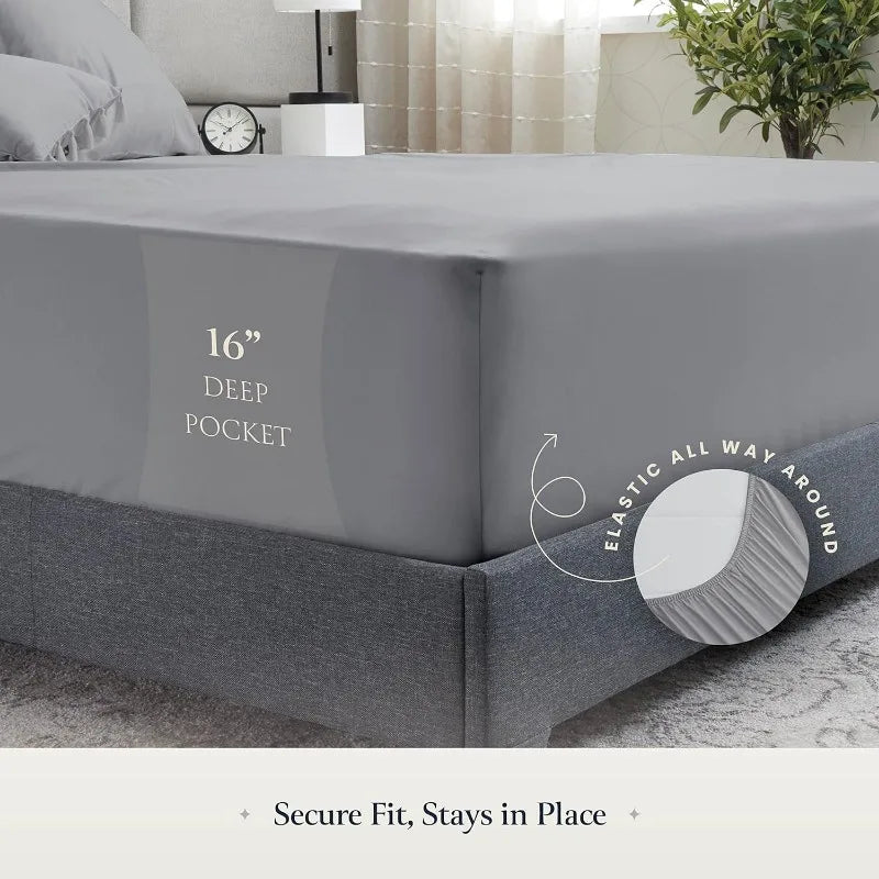 Luxury 6 Piece Queen Bed Sheets, Elastic, Breathable, Sheets & Pillowcase Set, Wrinkle Free