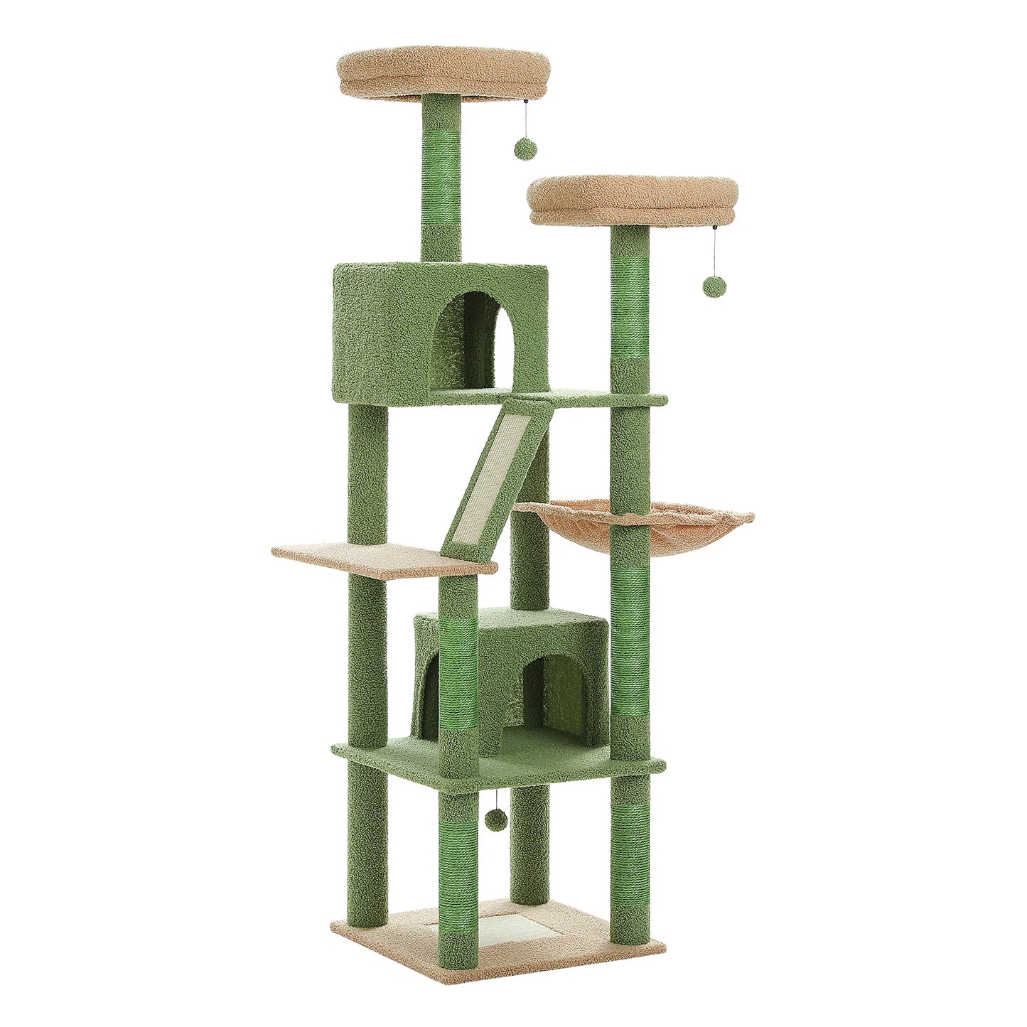 Tall Cat Tower for Indoor Cats, Multi-Level Plush Condo with Scratching Posts, Perches, Caves
