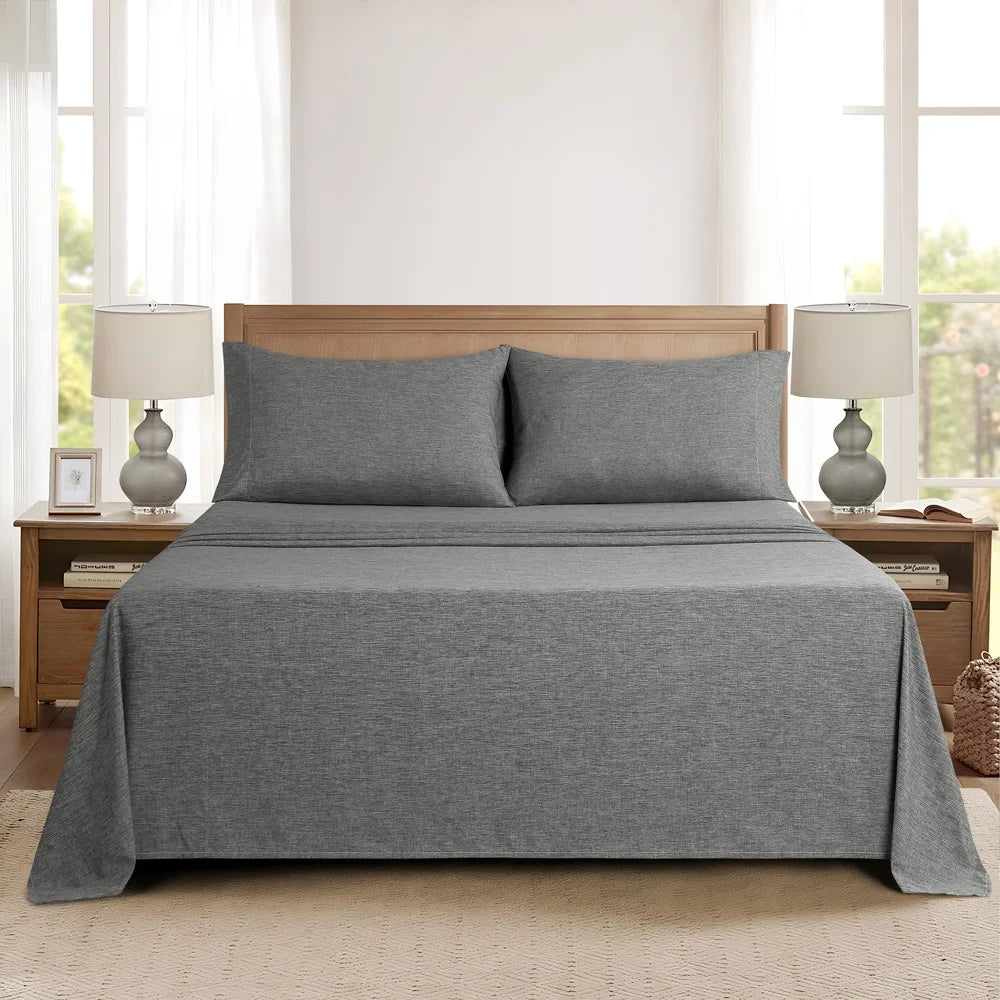 Super Soft Microfiber Queen Bed Sheet Set, 4 Piece, Lightweight, Wrinkle Resistant, Easy Care, Charcoal Grey