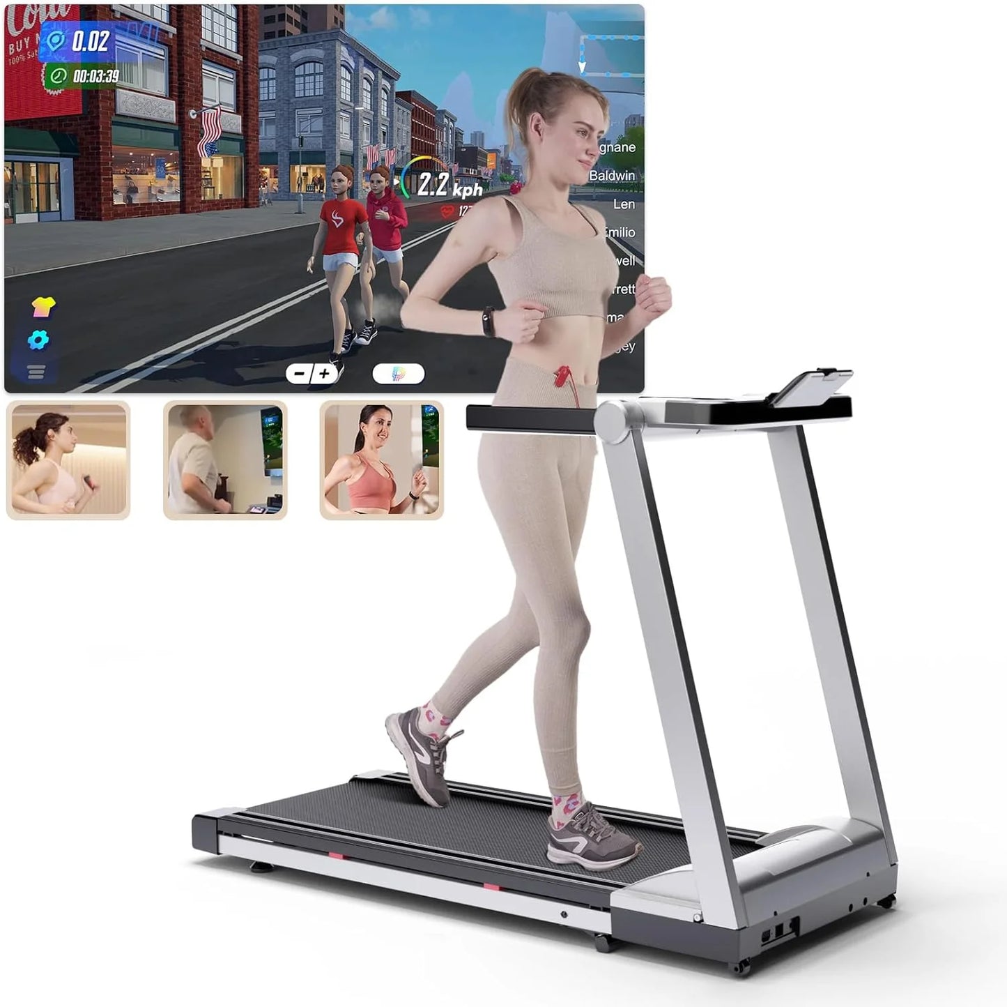 Foldable Treadmill, Adjustable 6% Incline, LCD APP Data