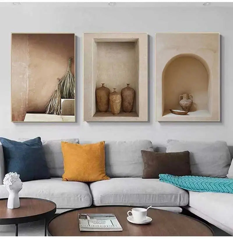 Bohemian Classic Vase Still Life Wall Art, Canvas Painting, Modern Living Room Decor