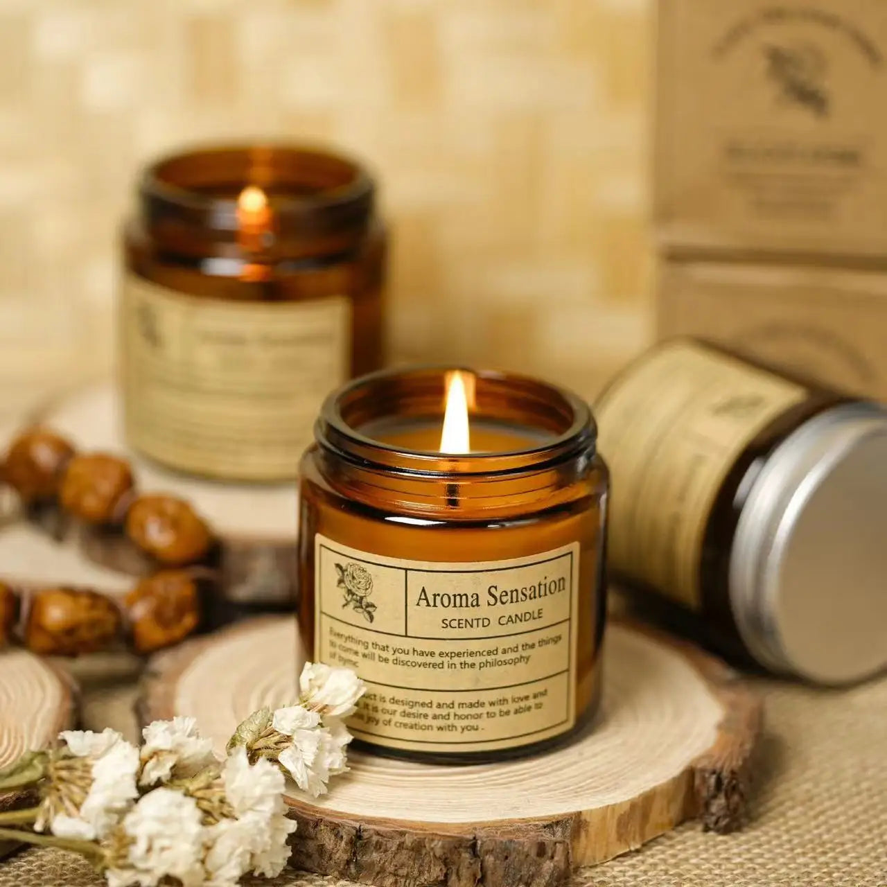 Aromatherapy, essential oil candle, smokeless, soybean, household fragrance