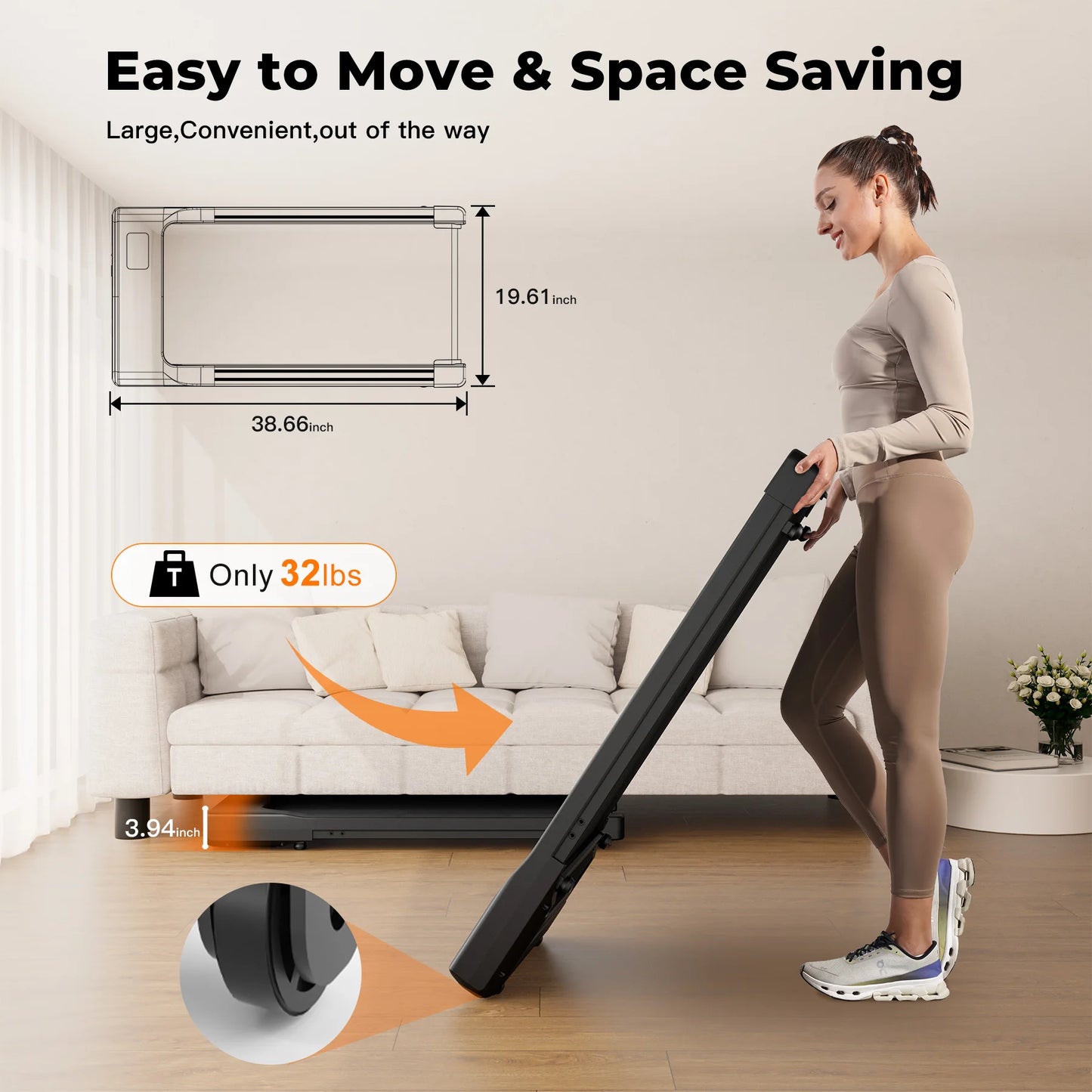 Walking Pad, Under Desk, Treadmill, Portable, Remote Control LED Display
