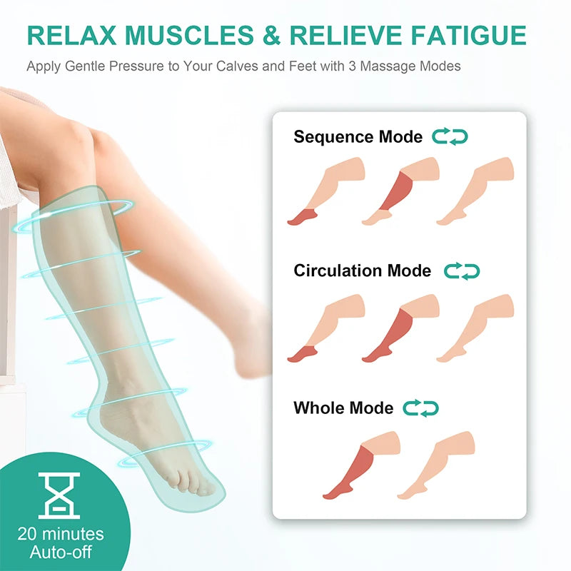 Medcursor Air Compression Leg Massager, Calf Wraps for Blood Circulation and Relaxation, Swelling Relief Physical Massage Boot