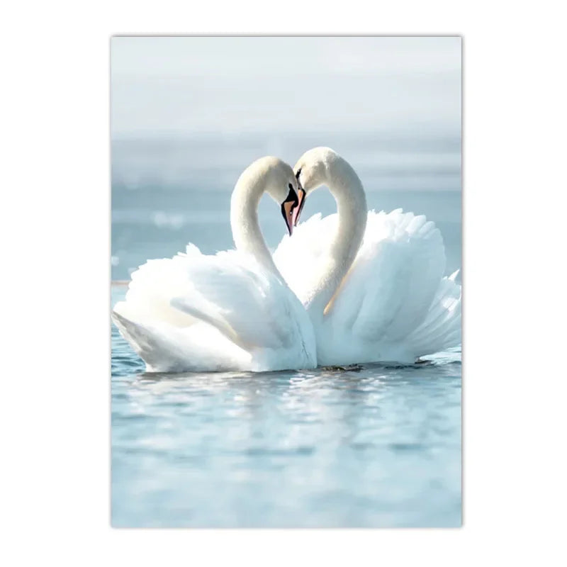 Summer Sea Beach, Coconut Tree, Surfboard Posters And Prints, Seagull Swan Wall Art, Canvas Painting