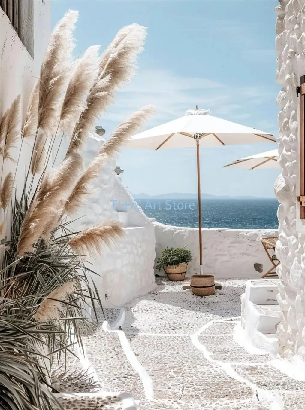 Modern Greece Summer Coast Santorini Travel Landscape Posters And Prints, Canvas Printing, Wall Art