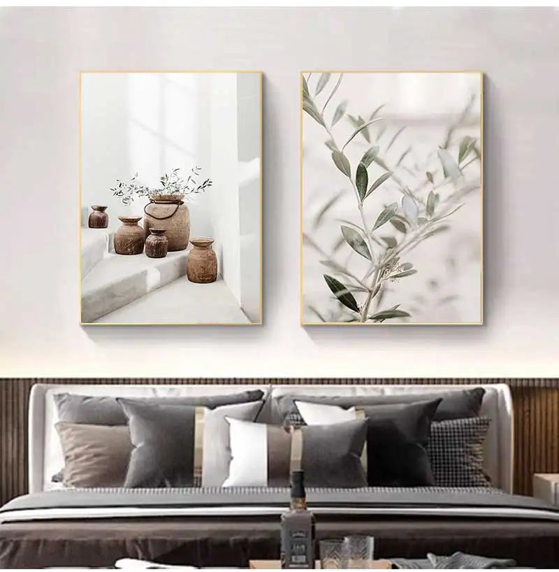 Bohemian Classic Vase Still Life Wall Art, Canvas Painting, Modern Living Room Decor
