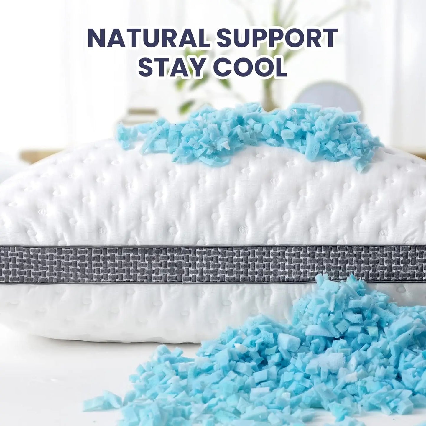 1 Pack Q/K, Cooling Gel Memory Foam Bed Pillow, Medium Firm
