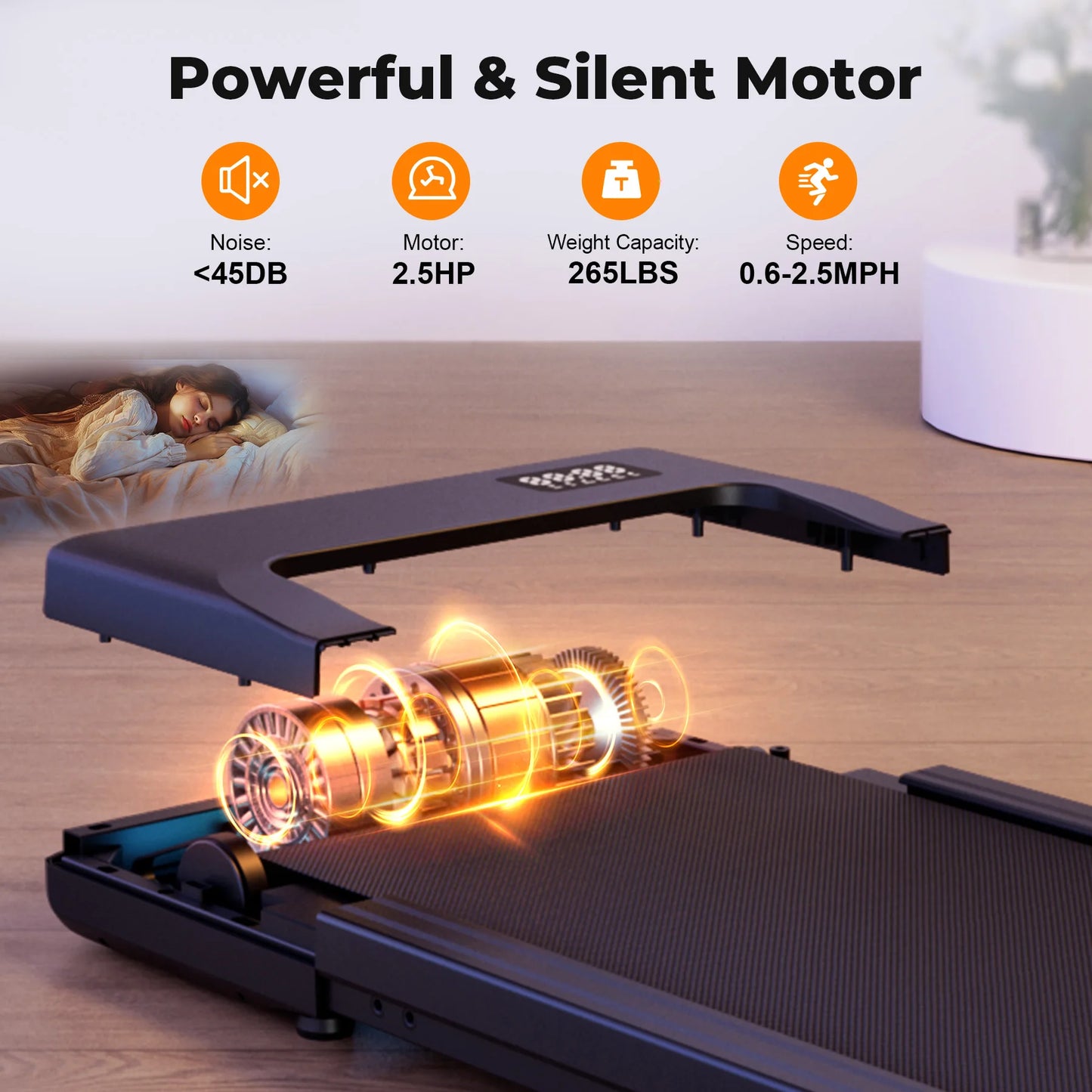 Walking Pad, Under Desk, Treadmill, Portable, Remote Control LED Display