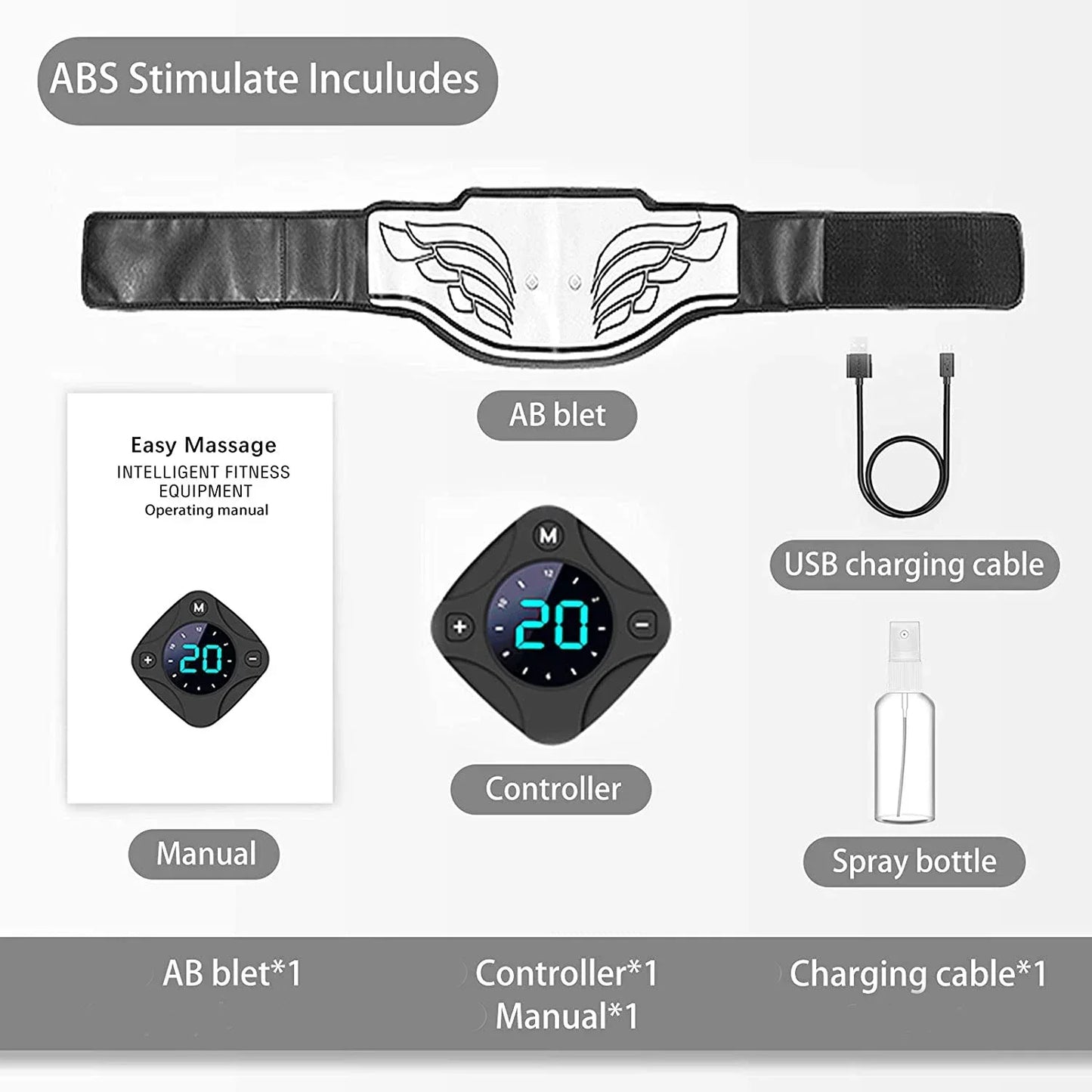 Muscle Stimulator, EMS Abdominal Belt Trainer, LCD Display, Body Slimming ,Belly