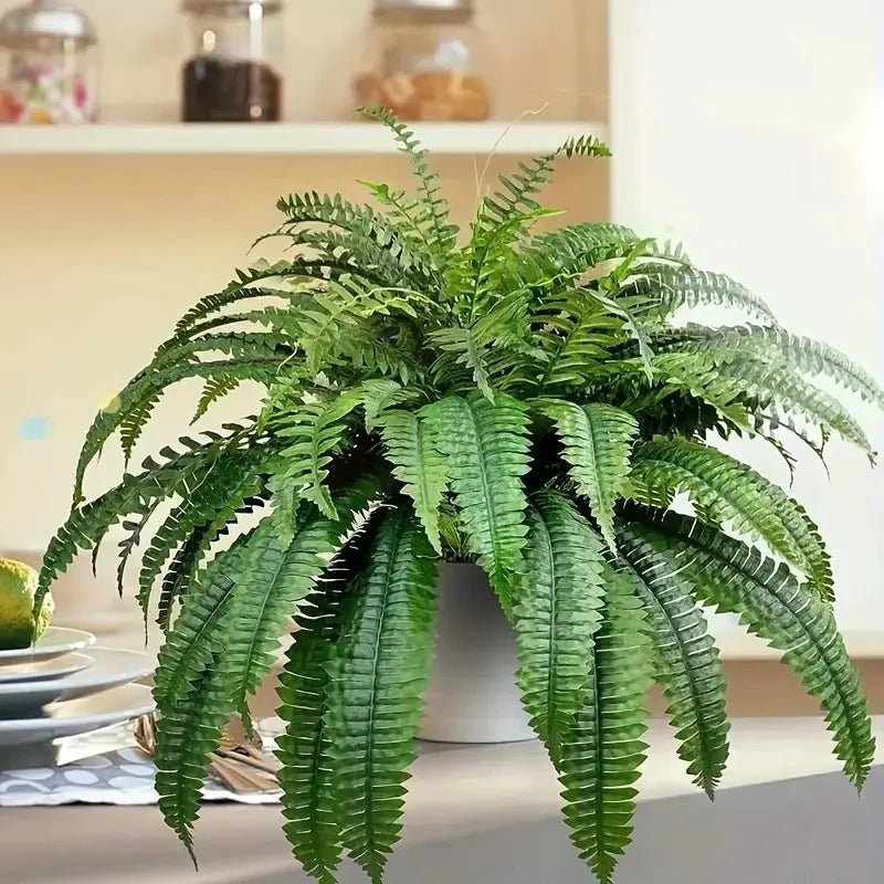 Realistic Boston Ferns, Artificial, UV Resistant Fake Greenery, Door Porch Decors