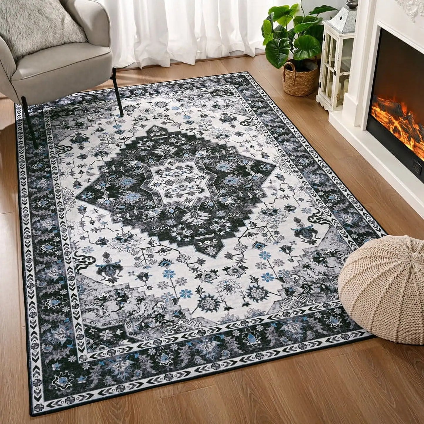 Soft Boho Rug for Living Room, Bedroom, Persian Area Vintage Rugs