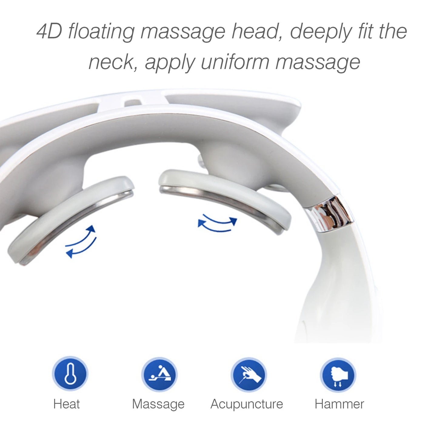 Cervical/Neck Heating Massager, 16 Modes, USB Smart, Pulse Heating, 4 Head Vibrator
