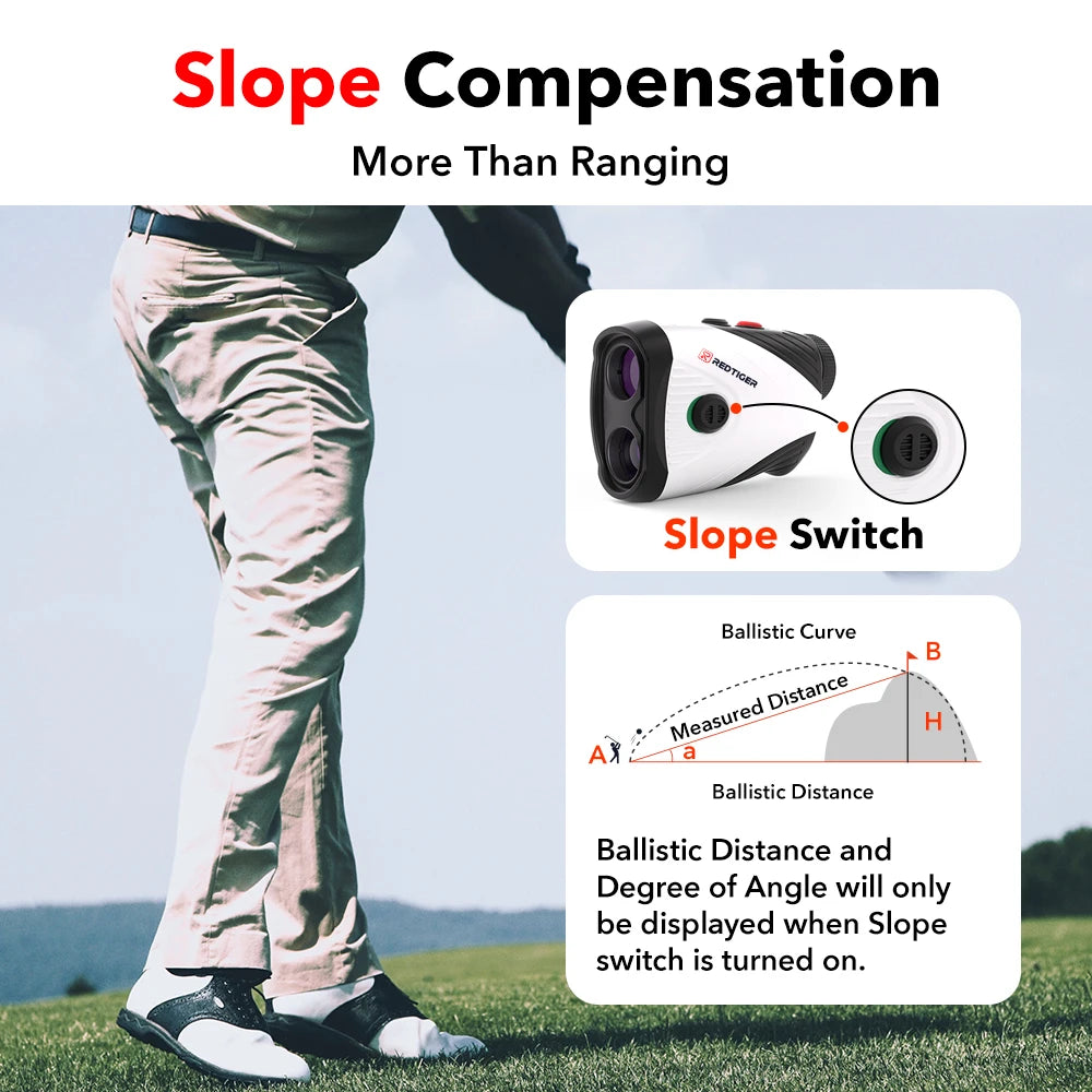 REDTIGER Golf Range Finder With Slope, 1000M, 1200 Yards, 7X Magnification, Rechargeable