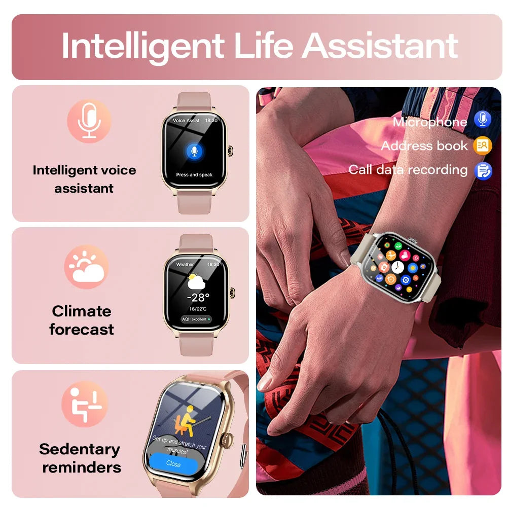 Smart Watch Men/Women Heart Rate Monitor, Sports Fitness, Waterproof, Voice Call for Android IOS