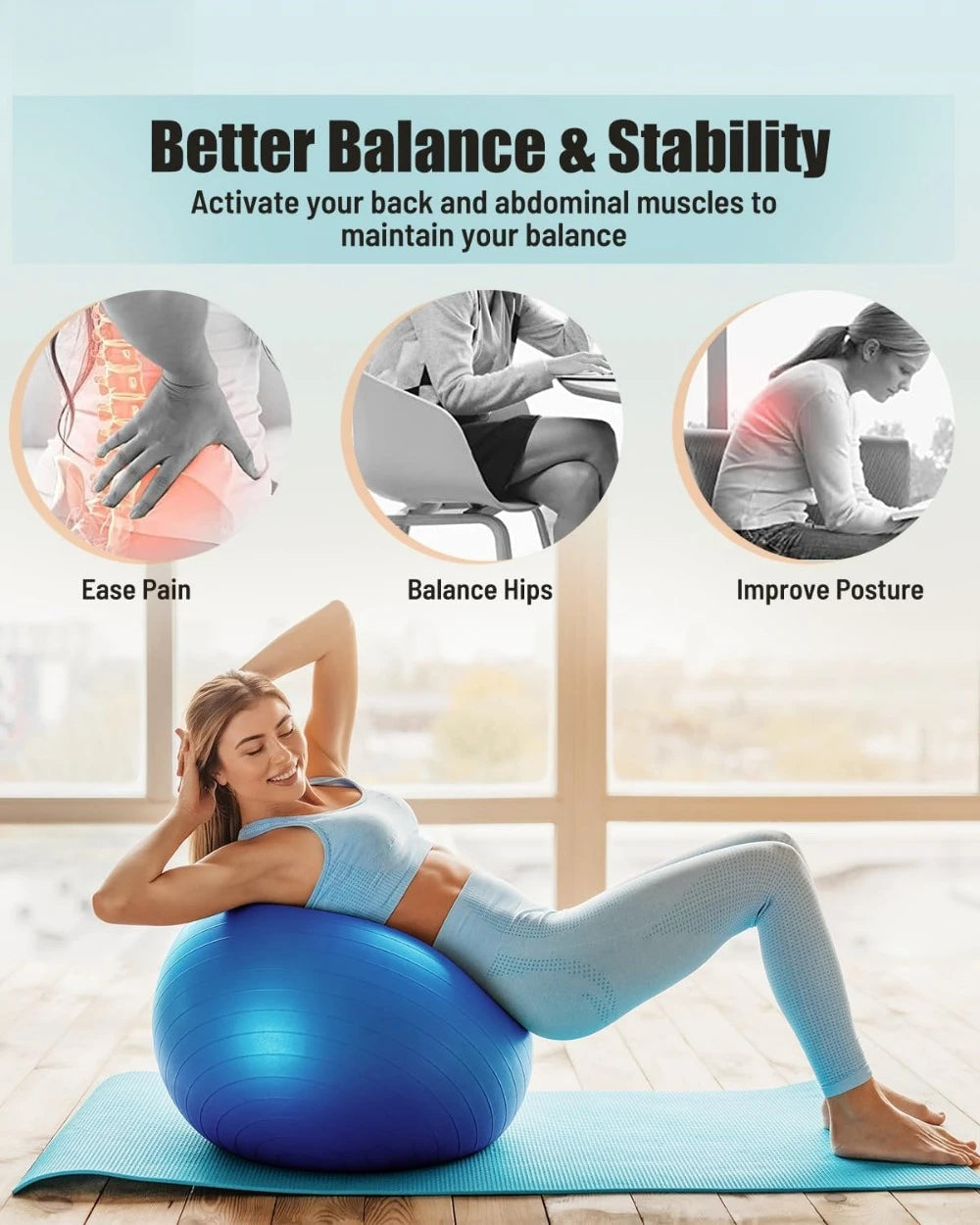 Yoga/Stability/Workout/Swiss/Balance Ball, Explosion-proof, Anti-Slip, Physiotherapy