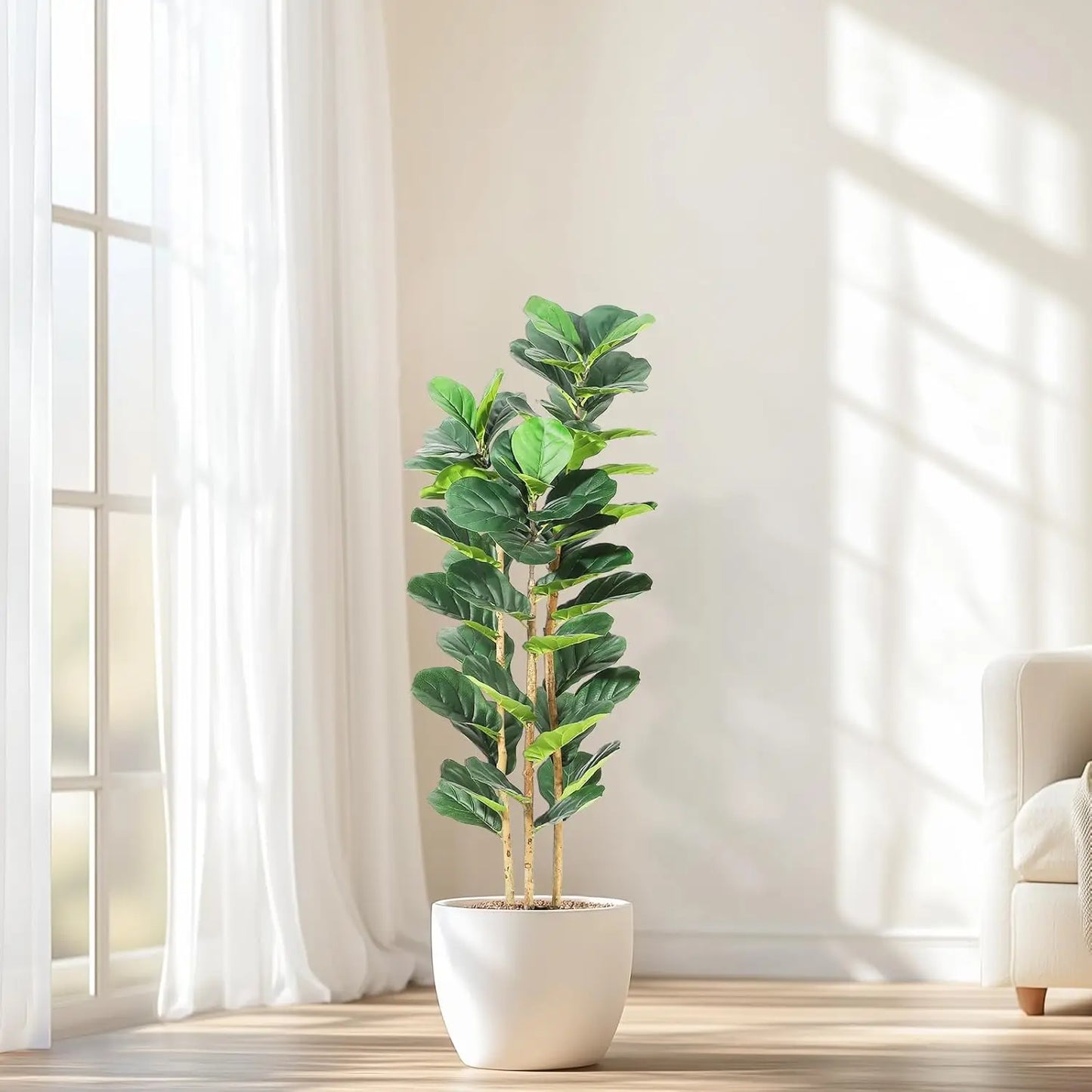 Artificial Fiddle Leaf Fig Tree, Pot Included