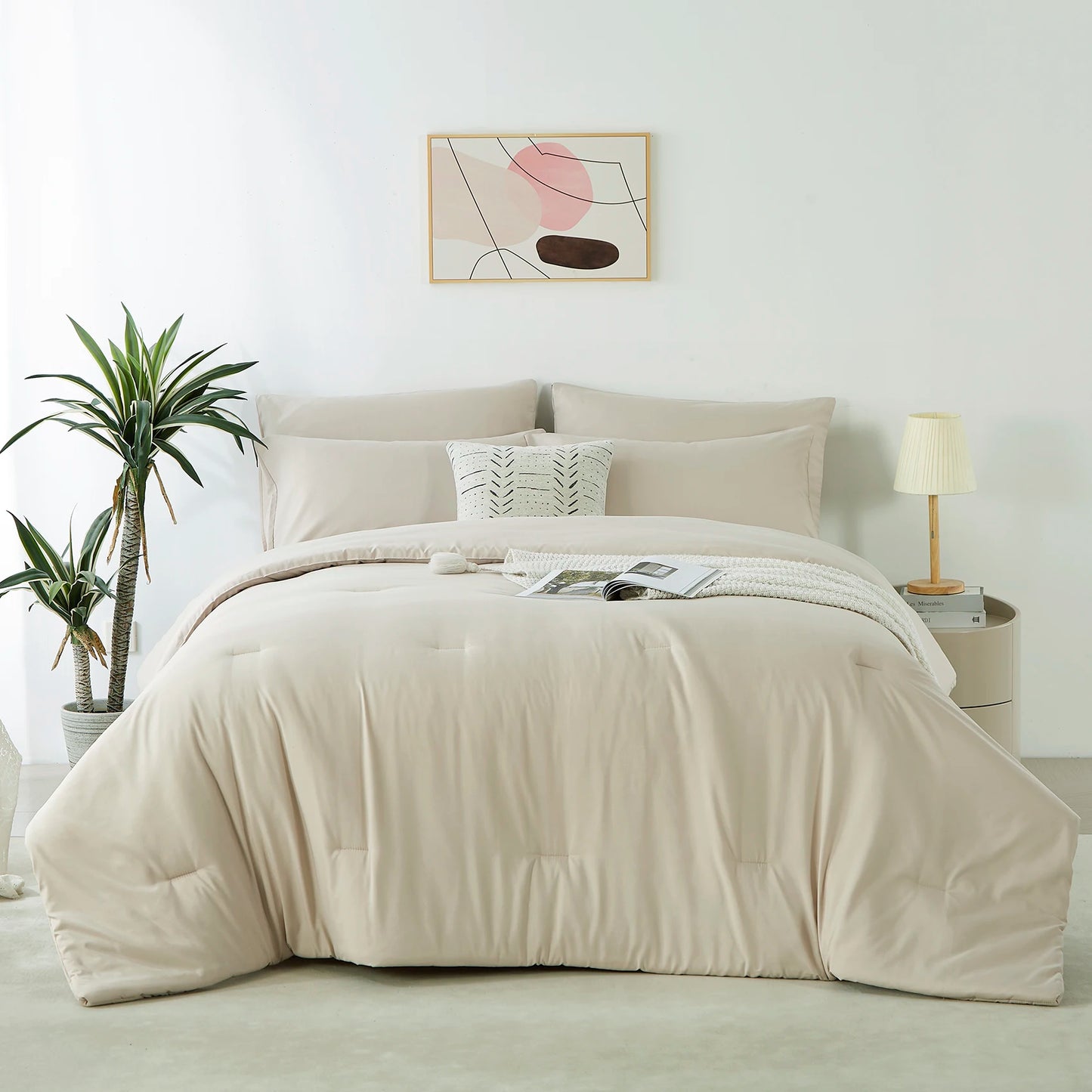 3PCS Solid Color Comforter Set, Soft, Breathable Bedding