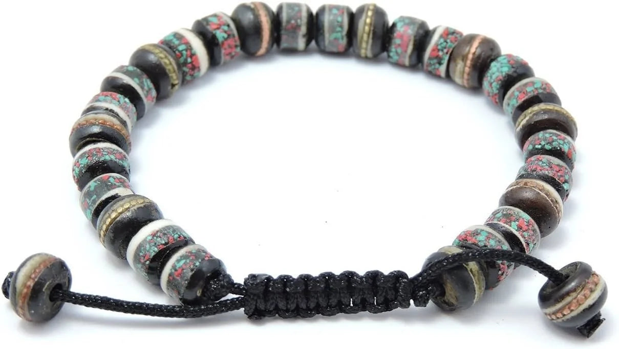 Tibetan Mala Embedded Medicine, Wrist, Meditation, Handmade