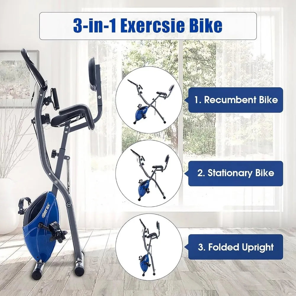 Stationary Exercise Bike, 3-IN-1, Foldable