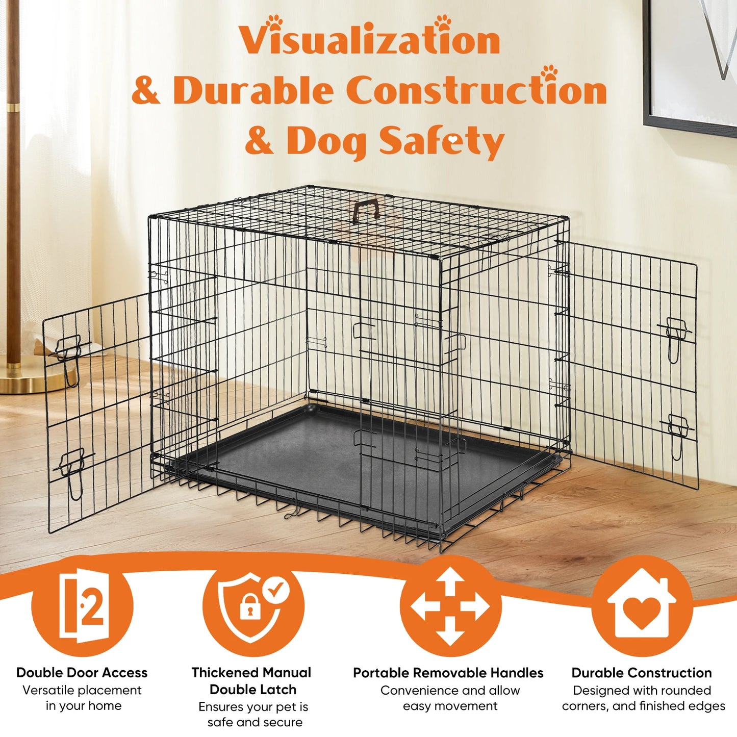 Folding, Metal Pet Kennel, Travel