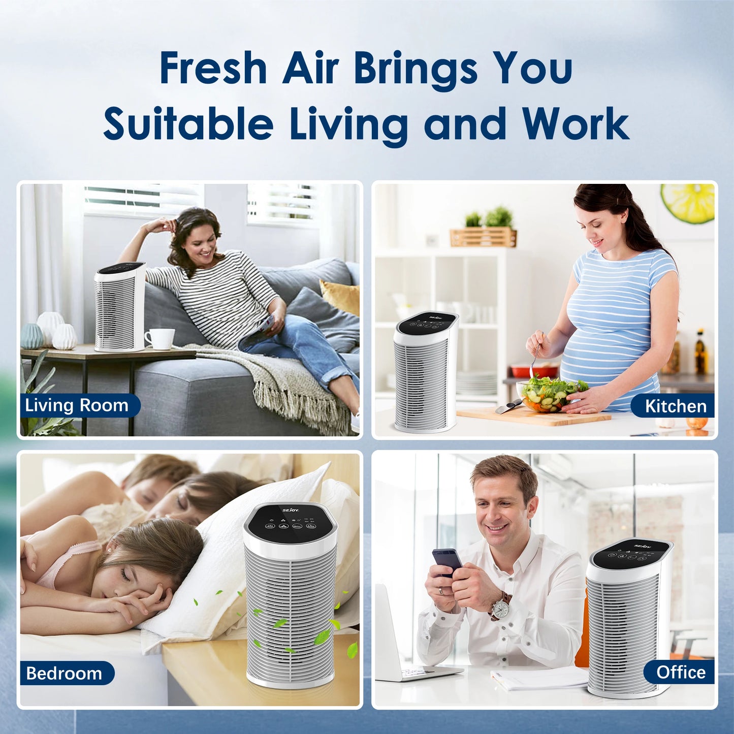 Air Purifier, HEPA Filter, Indoor, 99.9% Removal With Ionizer, Quiet 3 Speeds