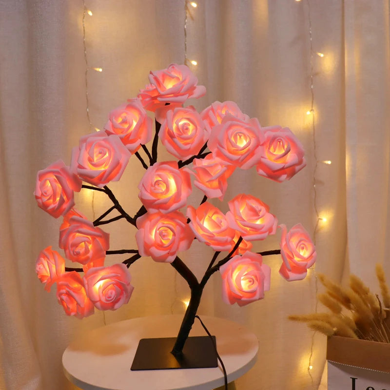 LED Rose Tree Lamp, USB Powered Flower Night Light, Atmosphere Lighting