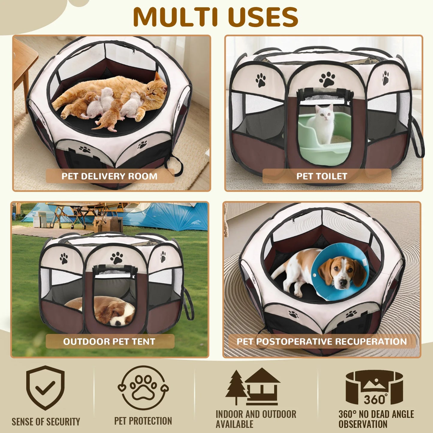 Portable Octagonal Foldable Pet Playpen