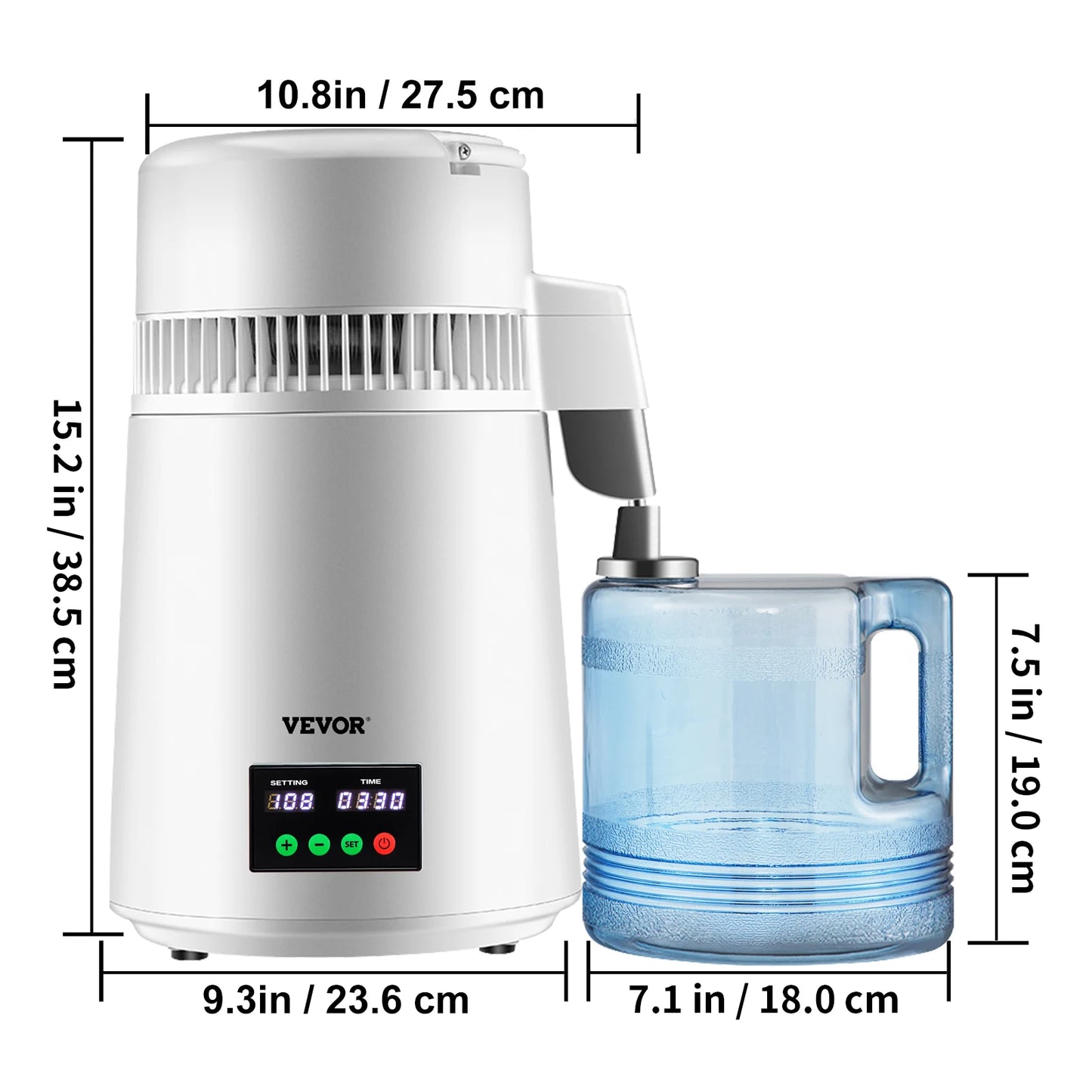 4L Water Distiller Purifier Filter, Drinking Bottle Softener, Touch Screen, Home Appliance