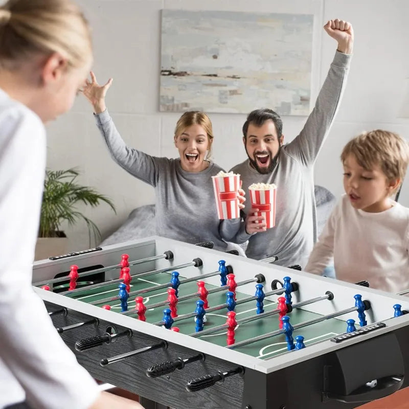 Goplus 48'' Foosball Table, Wooden Soccer Games w/ 2 Footballs, Score Keepers