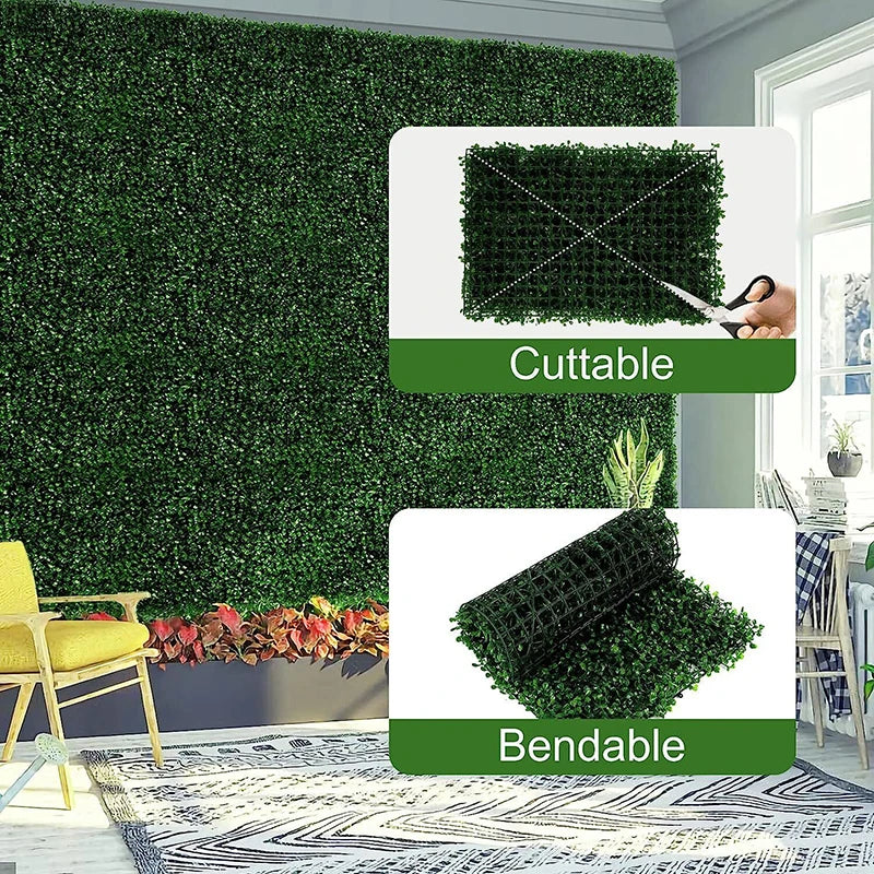 Artificial Plants Grass, Wall Panel Boxwood Hedge, Greenery Privacy, Fence Panel, Indoor