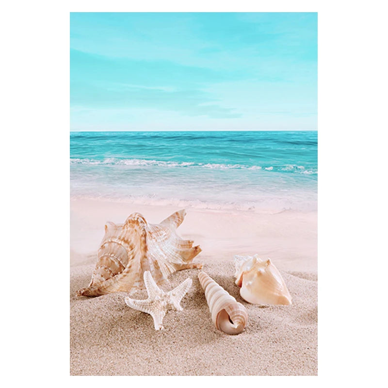 Beach Sea Ocean Canvas Wall Art Poster, Bridge Leaves Turtle Seagull Print Painting, Vibrant Summer Picture
