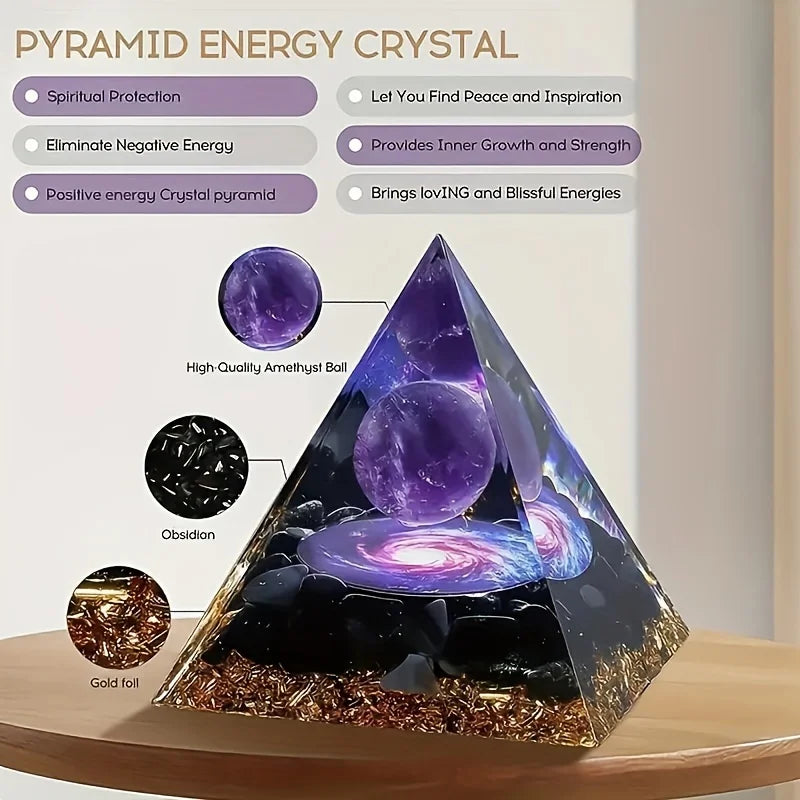 Relieve Stress, Attract Wealth, Our Homeopathic Amethyst Crystal Ball Pyramid, Raw Stone