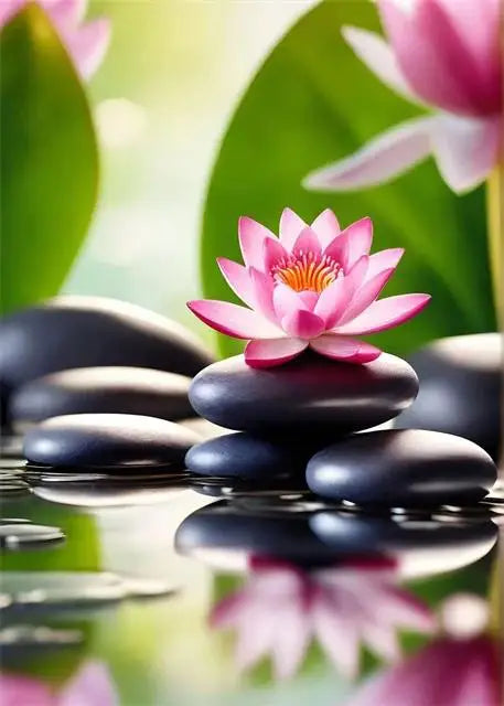 Spa Zen Cherry Blossom, Lily Pink Lotus Canvas, Print Posters, Art for Fitness/Yoga Studio