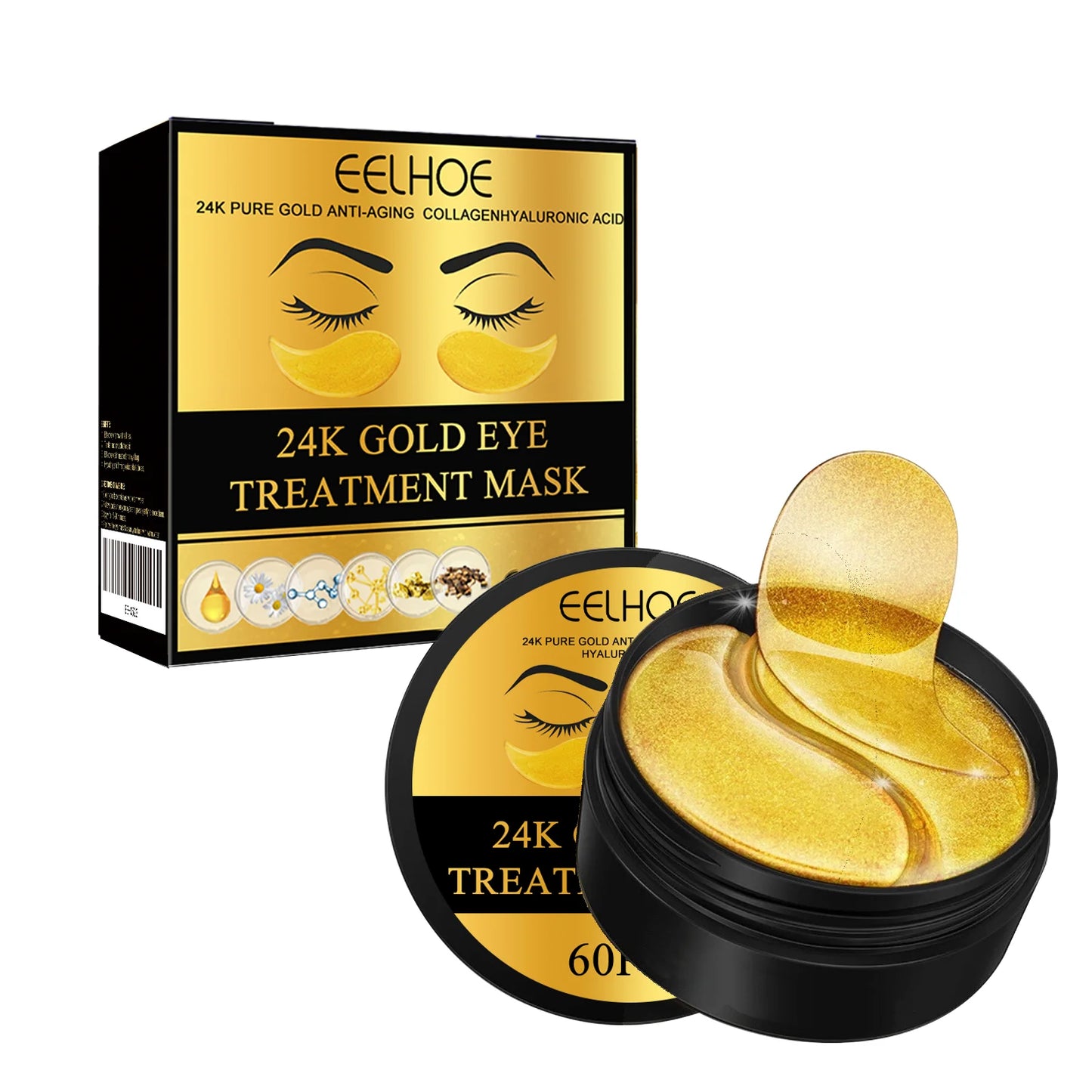 Eye Hydrogel Patches, Hydrating Under Eye Mask For Dark Circles, Puffiness, Firming Collagen Therapy, 60pcs