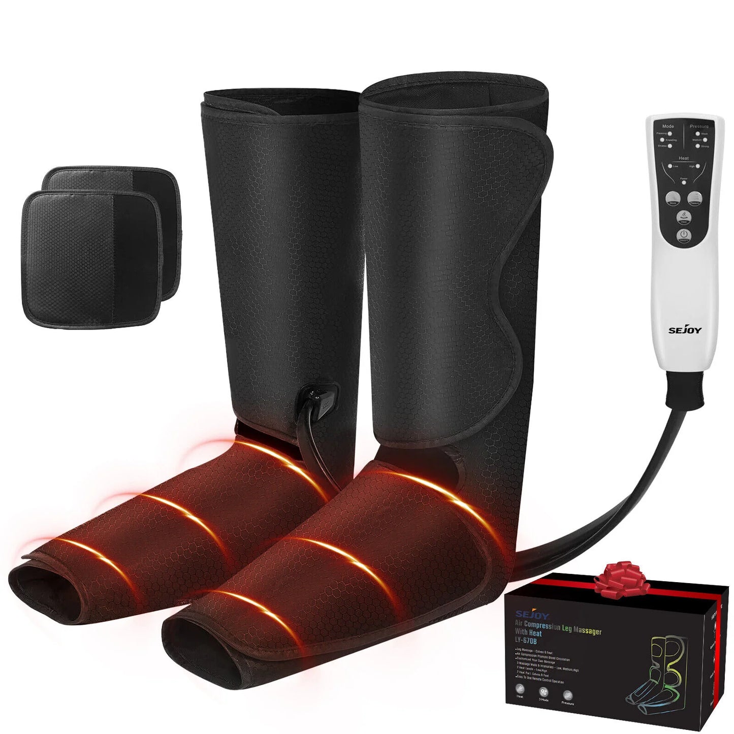 Air Compression, Leg/Foot/Calf Massager, Heat Circulation, 3 Modes, 3 Intensities