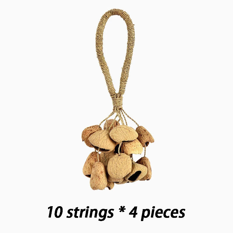 Straw Rope Hand Bell, Meditation/Yoga, Healing, Natural Fruit Shells, Wind Chimes