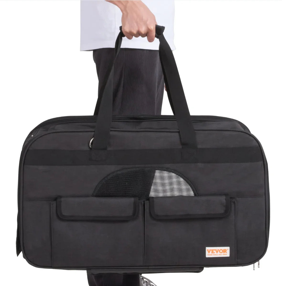 VEVOR Rolling Pet Carrier Telescopic Handle Shoulder Strap for Pets 35 lbs